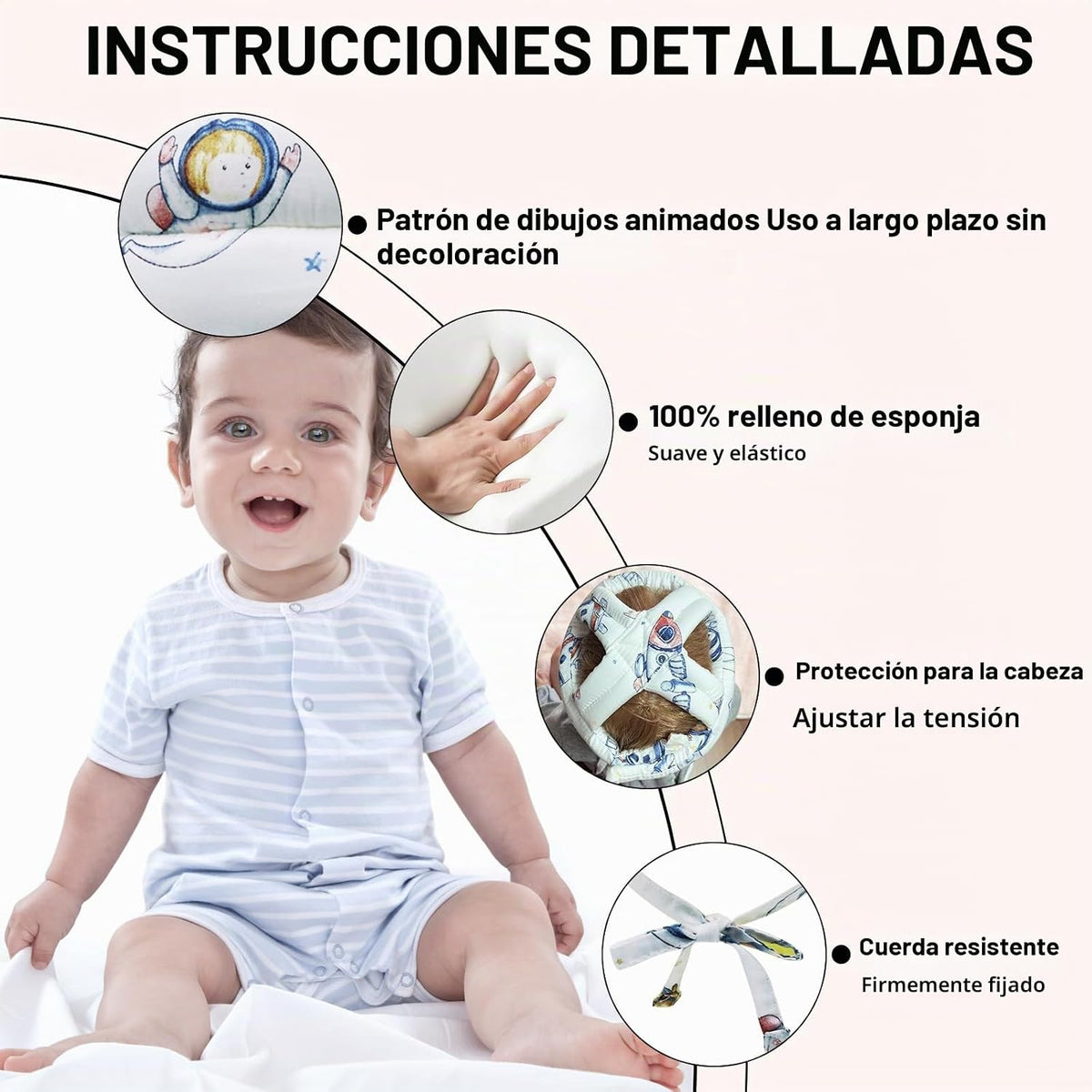 Protector de cabeza de bebé, casco infantil, sin golpes, cojín de s...