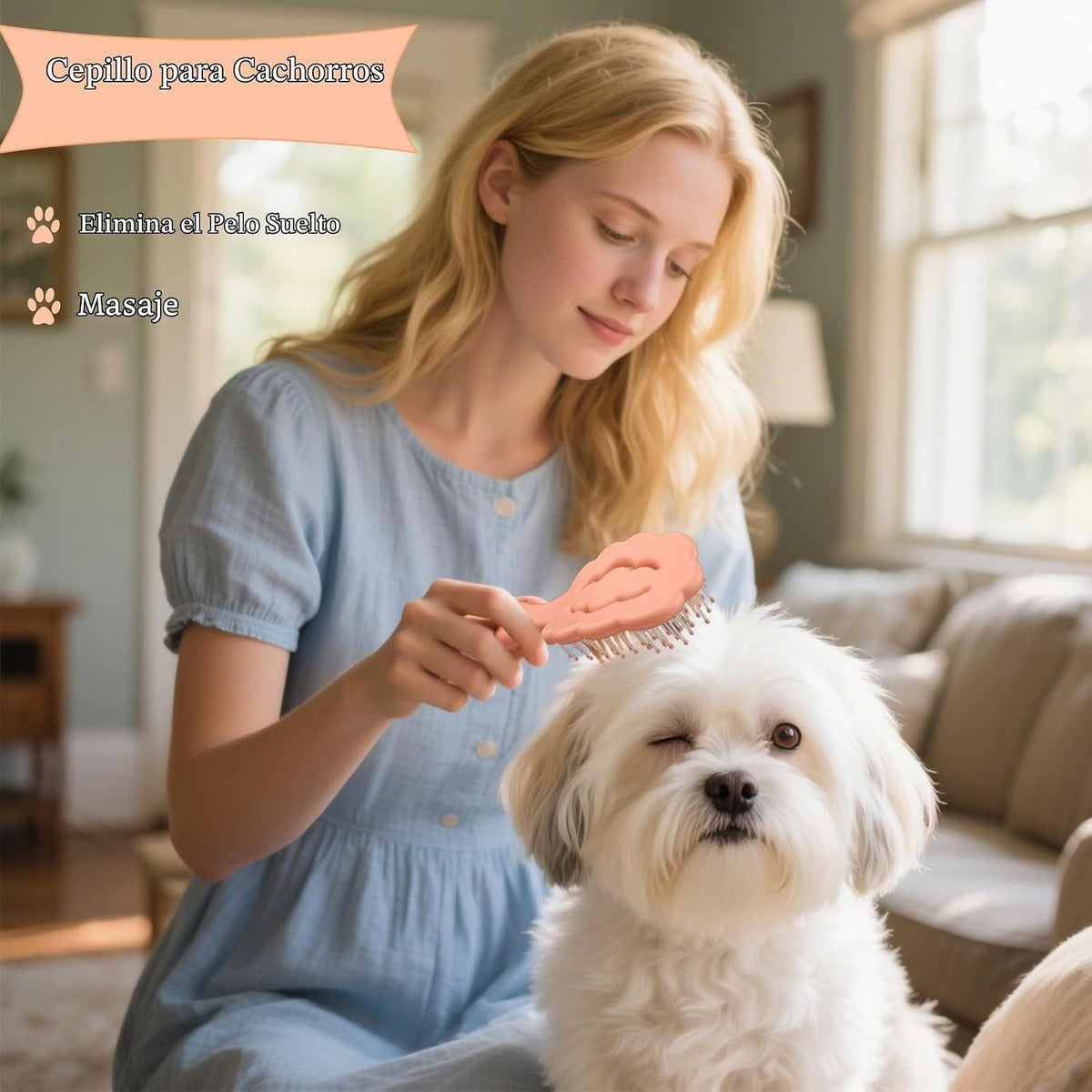 Cepillo para perros pequeños con cerdas suaves en forma de nube, di...