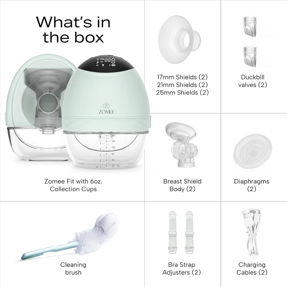 Zomee Fit Extractor de Leche Portátil, Bomba de Lactancia Manos Lib...
