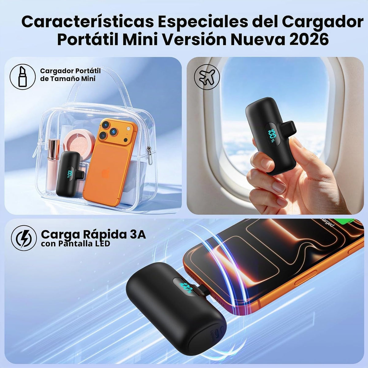 [Paquete de 2] Cargador portátil para iPhone 17\/16\/15, mini USB C...