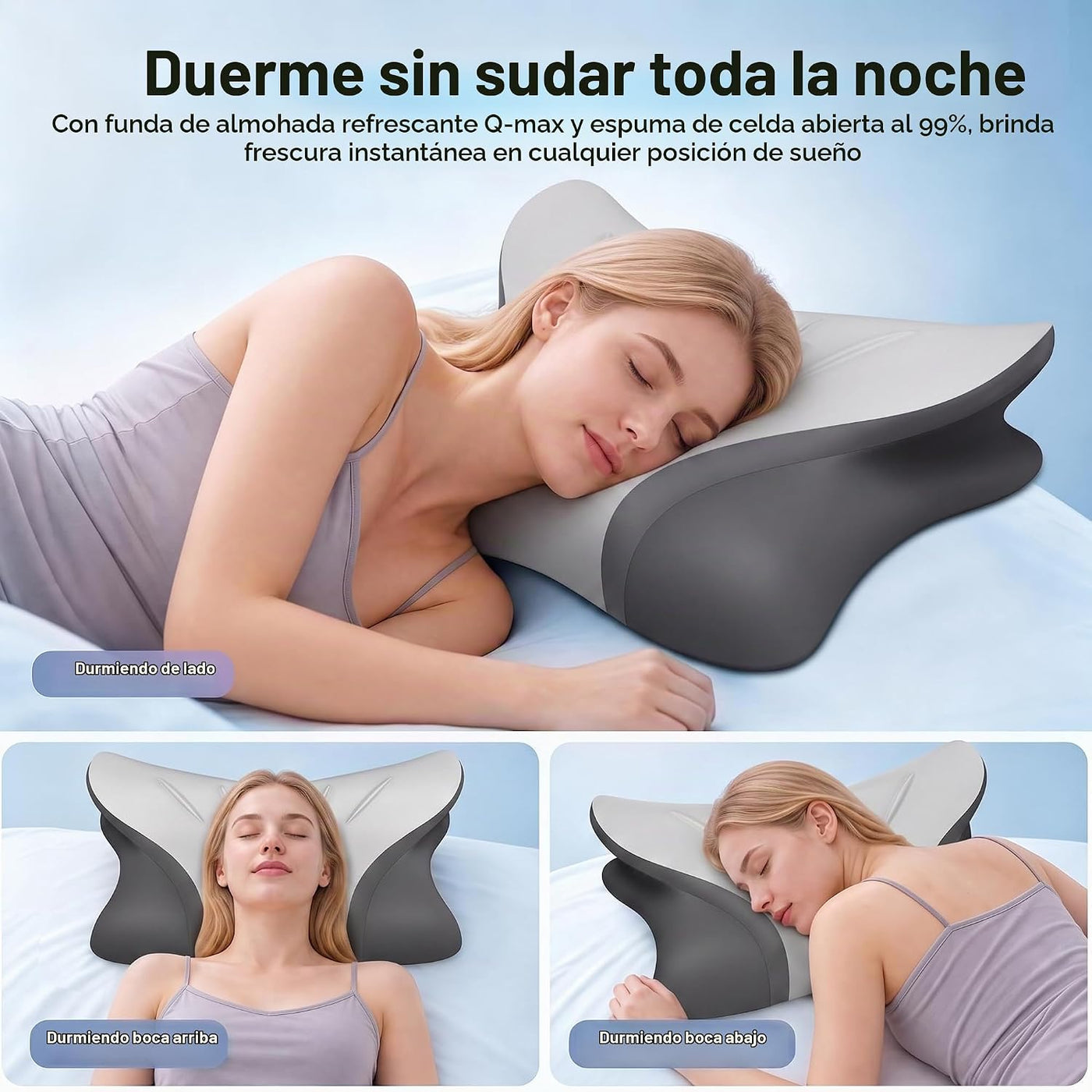 Almohada cervical para aliviar el dolor, contorno ergonómico, enfri...