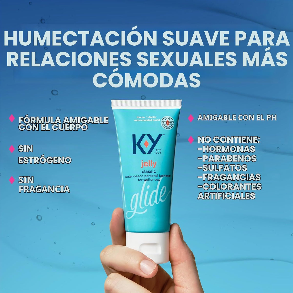 K-Y Jelly Lubricante Personal, fórmula a base de agua amigable con...