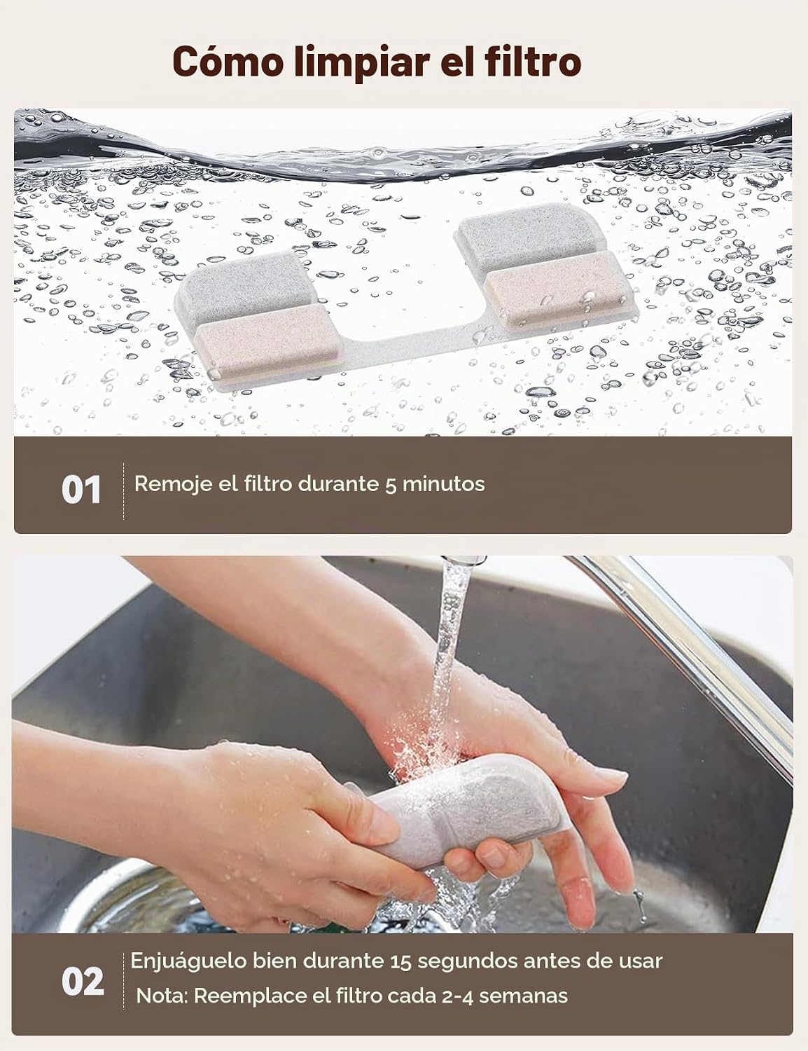 Paquete de 6 filtros de repuesto + 6 esponjas de bomba para fuente...