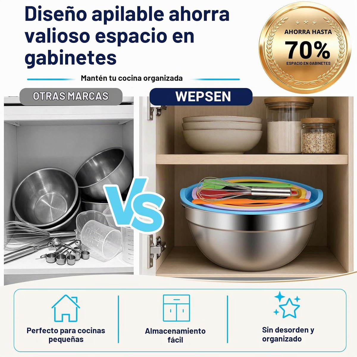 WEPSEN Cuencos para mezclar con juego de tapa, 25 utensilios de coc...
