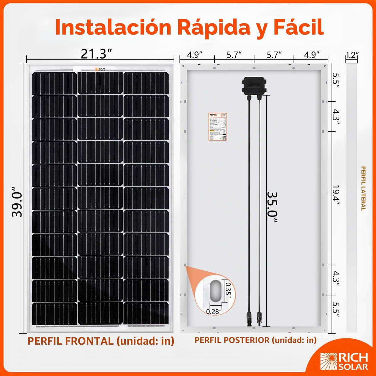 RICH SOLAR Panel solar monocristalino de 200 vatios y 12 voltios, p...