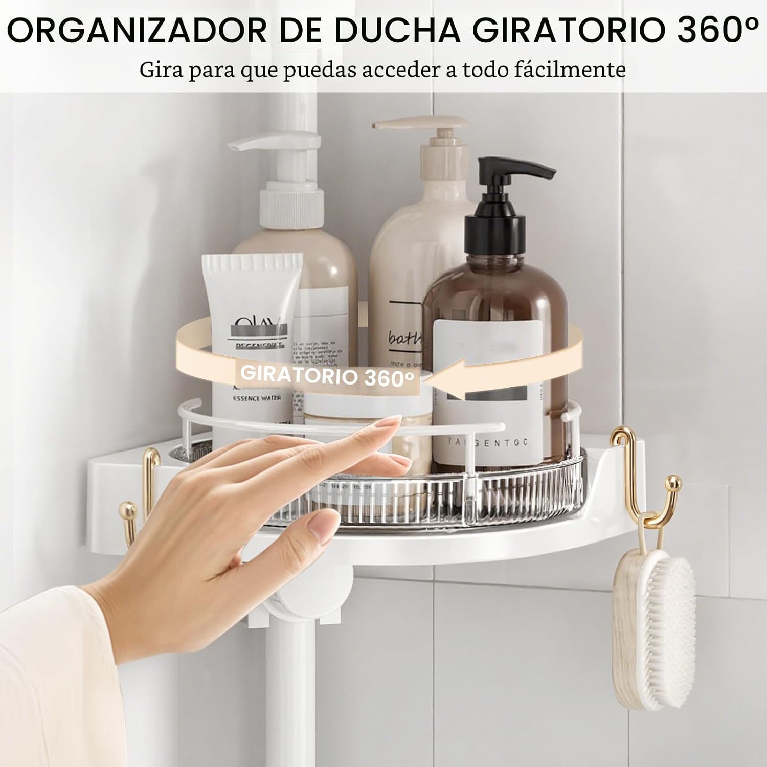 shuang qing Organizador de esquina para ducha con poste de tensión...