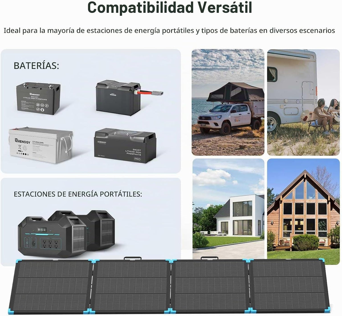 Panel solar portátil Renogy de 220 W, materiales de primera calidad...