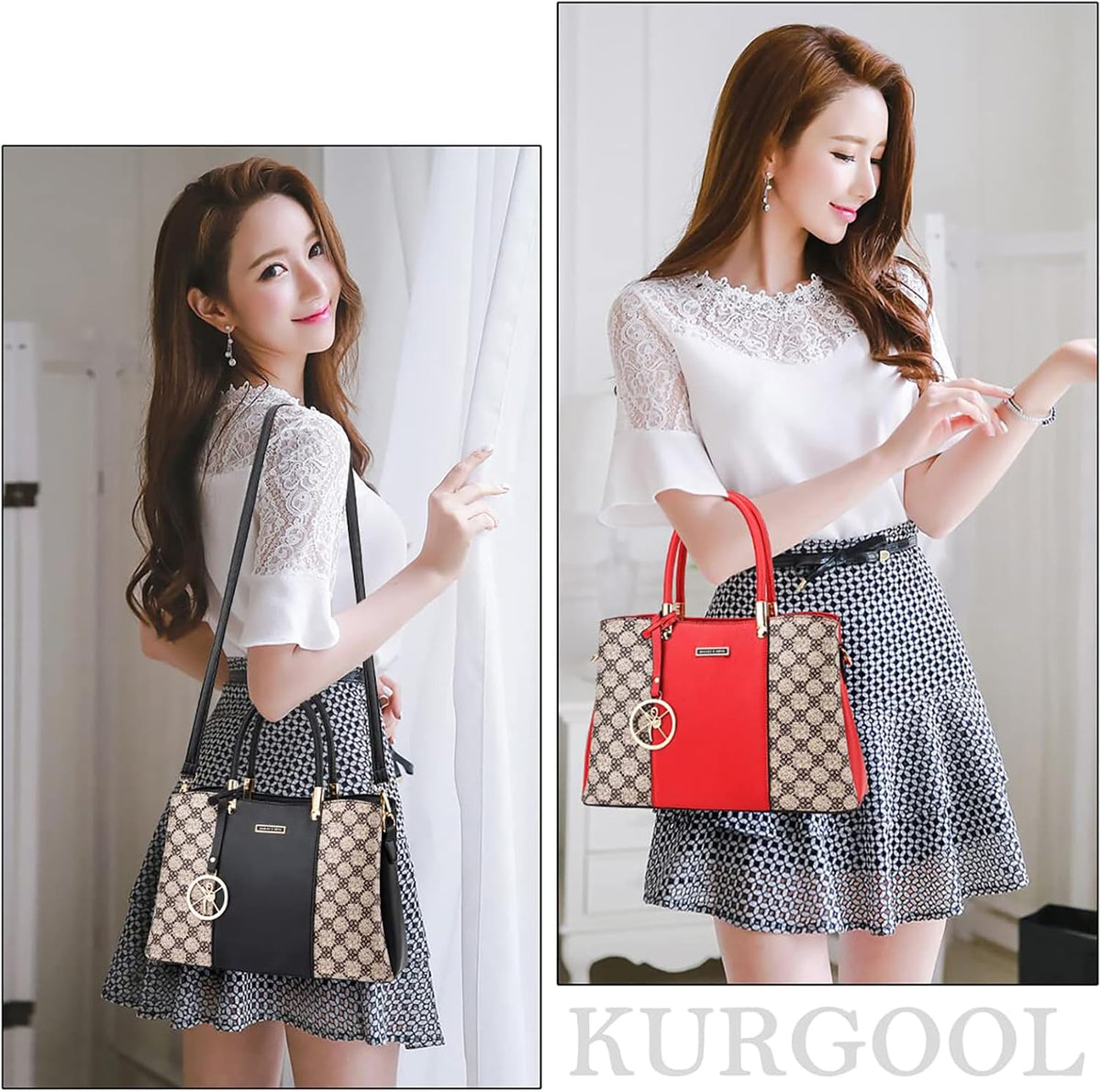 KURGOOL Bolsos y bolsos de mano para mujer, bolso de hombro con asa...