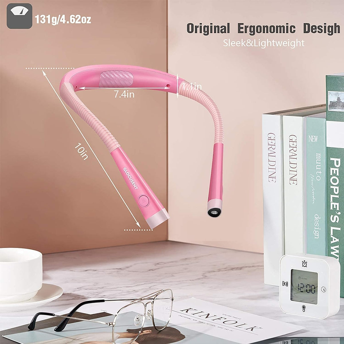 Glocusent Luz LED de lectura para el cuello, luz de libro para leer...