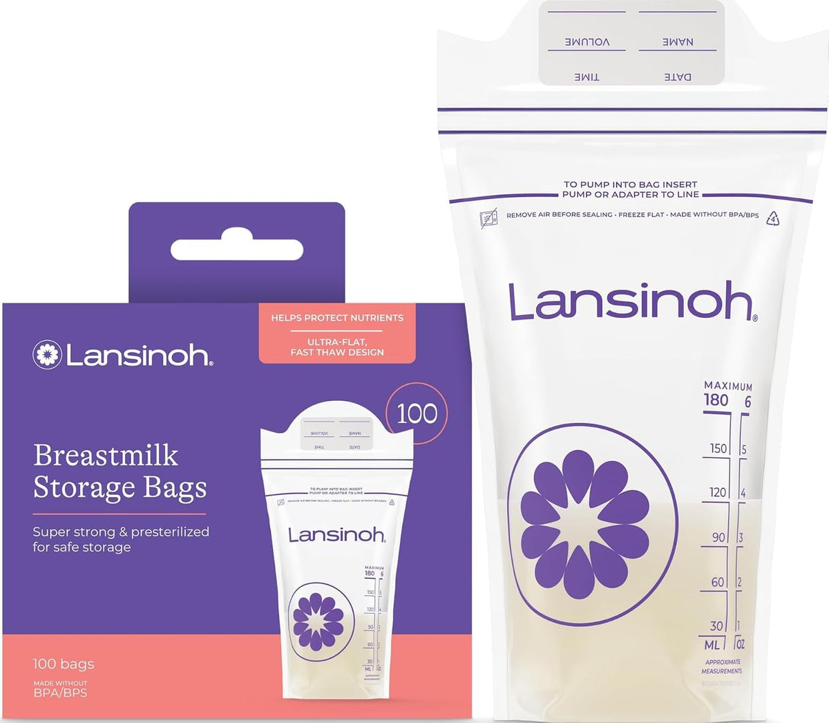 Lansinoh leche materna bolsas de almacenamiento, 100 Count | Baby E...