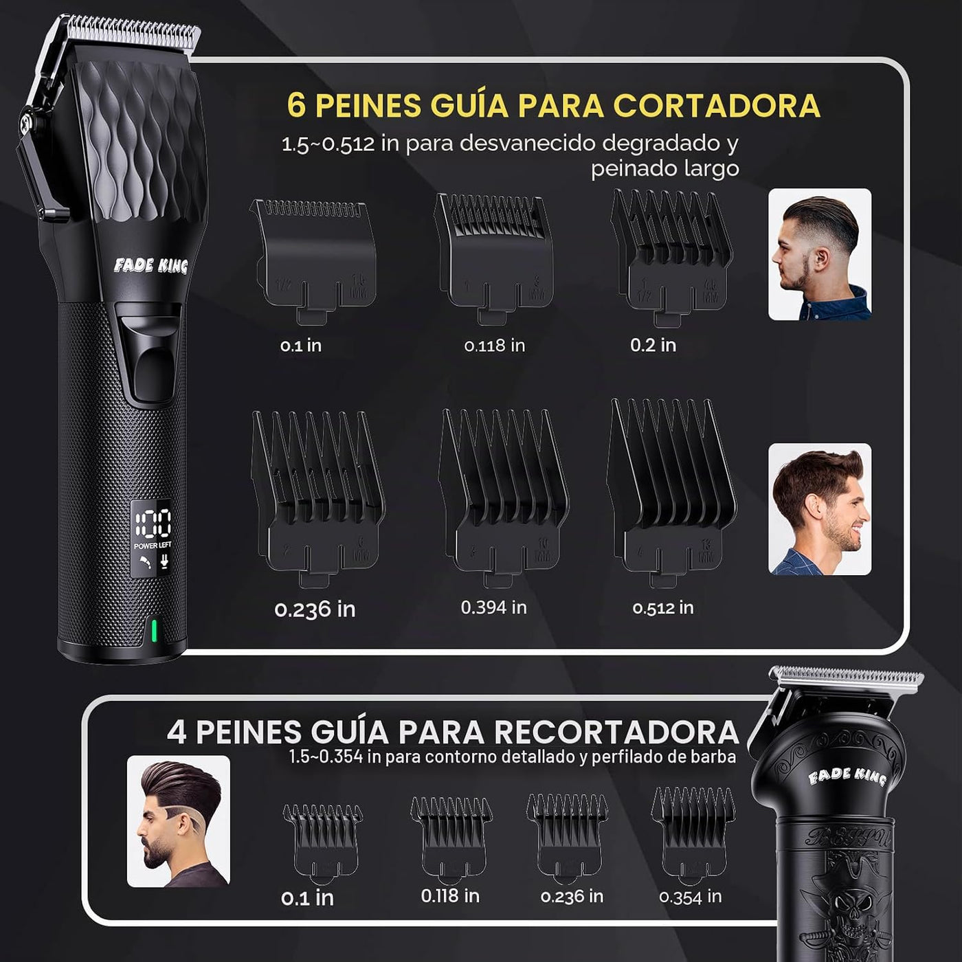 FADEKING® - Juego de cortapelos y recortadoras inalámbricas para ho...