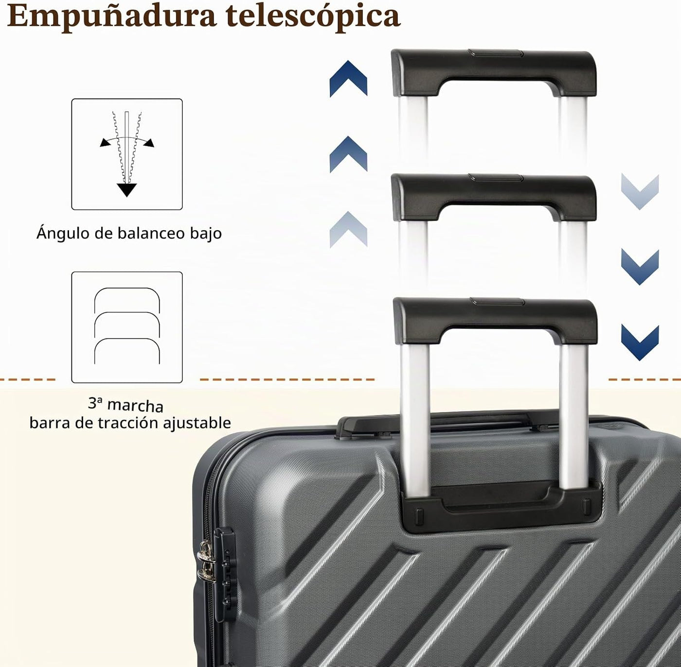 Eeeza Juego de equipaje de 5 piezas, maletas con ruedas, maleta ríg...