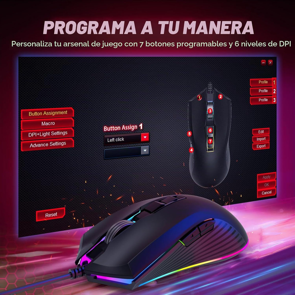 Combo de juegos con cable, 104 teclas, retroiluminación arcoíris, 4...