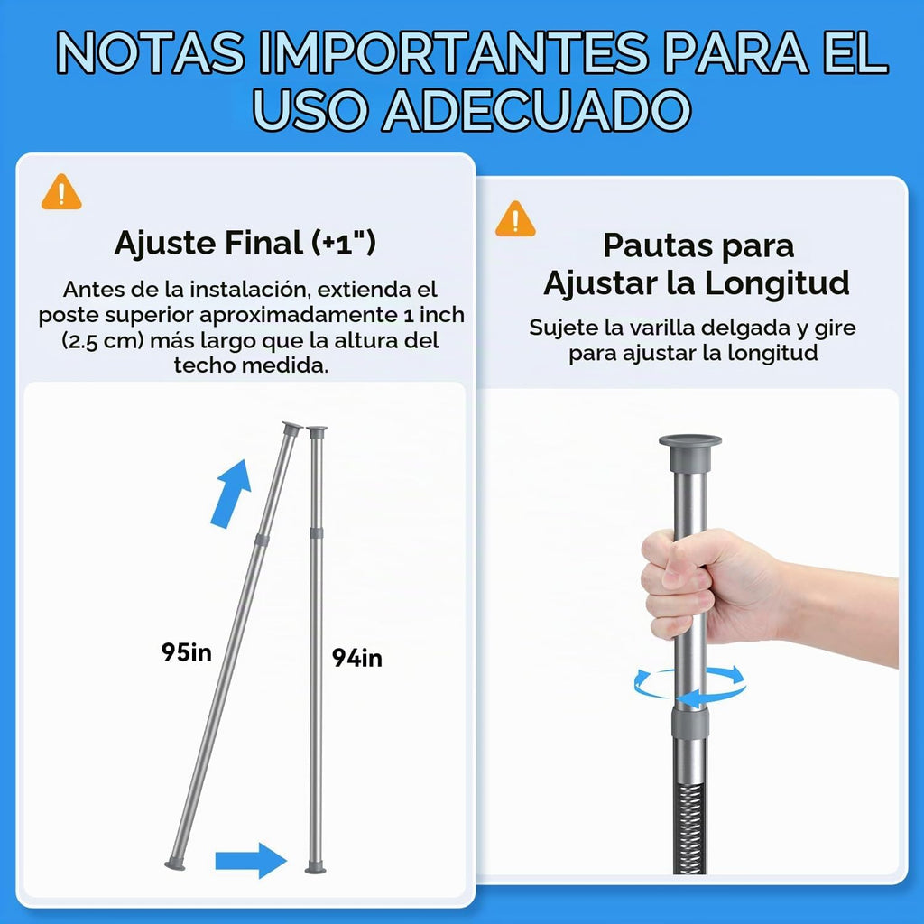 Poste de tensión ajustable para carrito de ducha: estantes de baño...