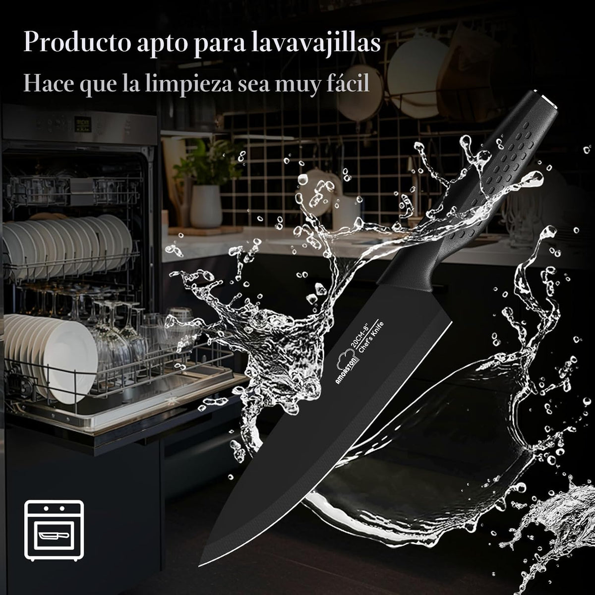 Juego de cuchillos, juego de cuchillos de cocina de 15 piezas con b...