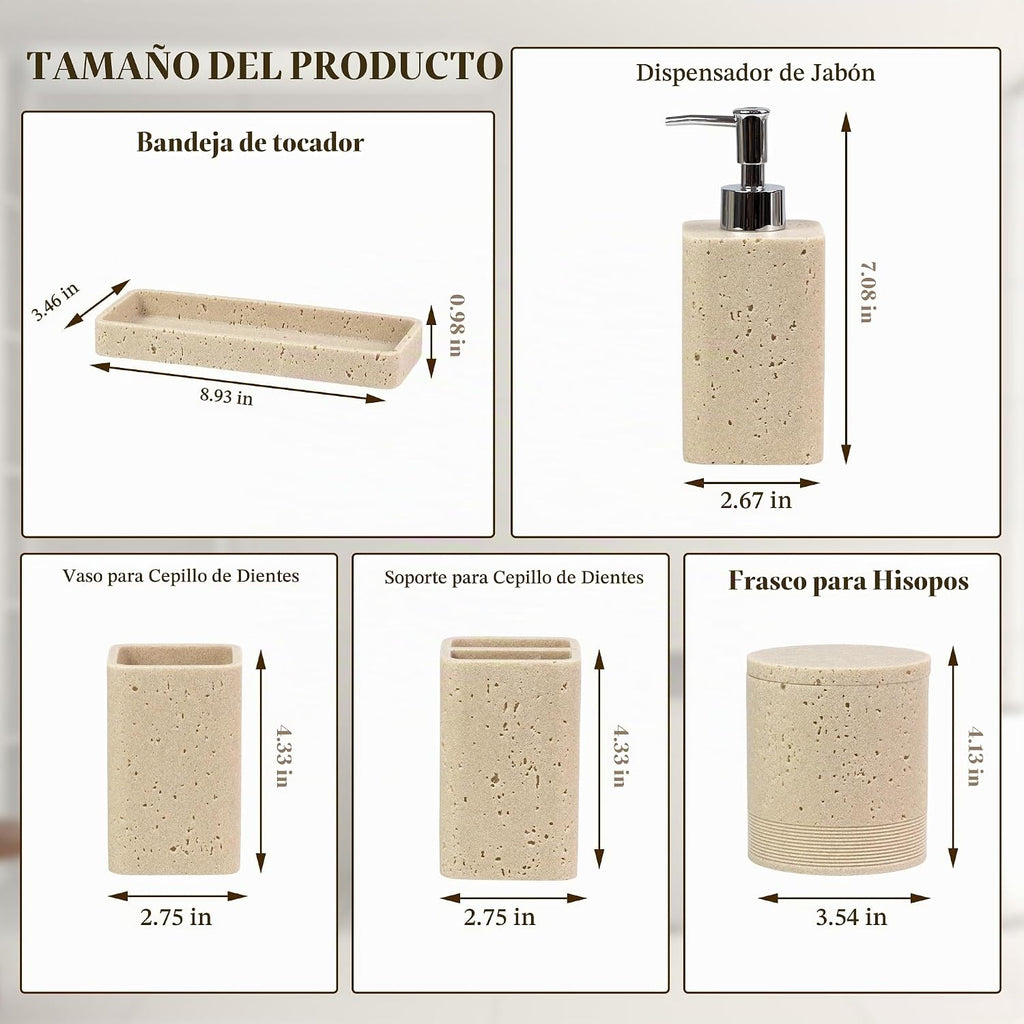 Juego de accesorios de baño, juego de baño de 6 piezas con soportes...