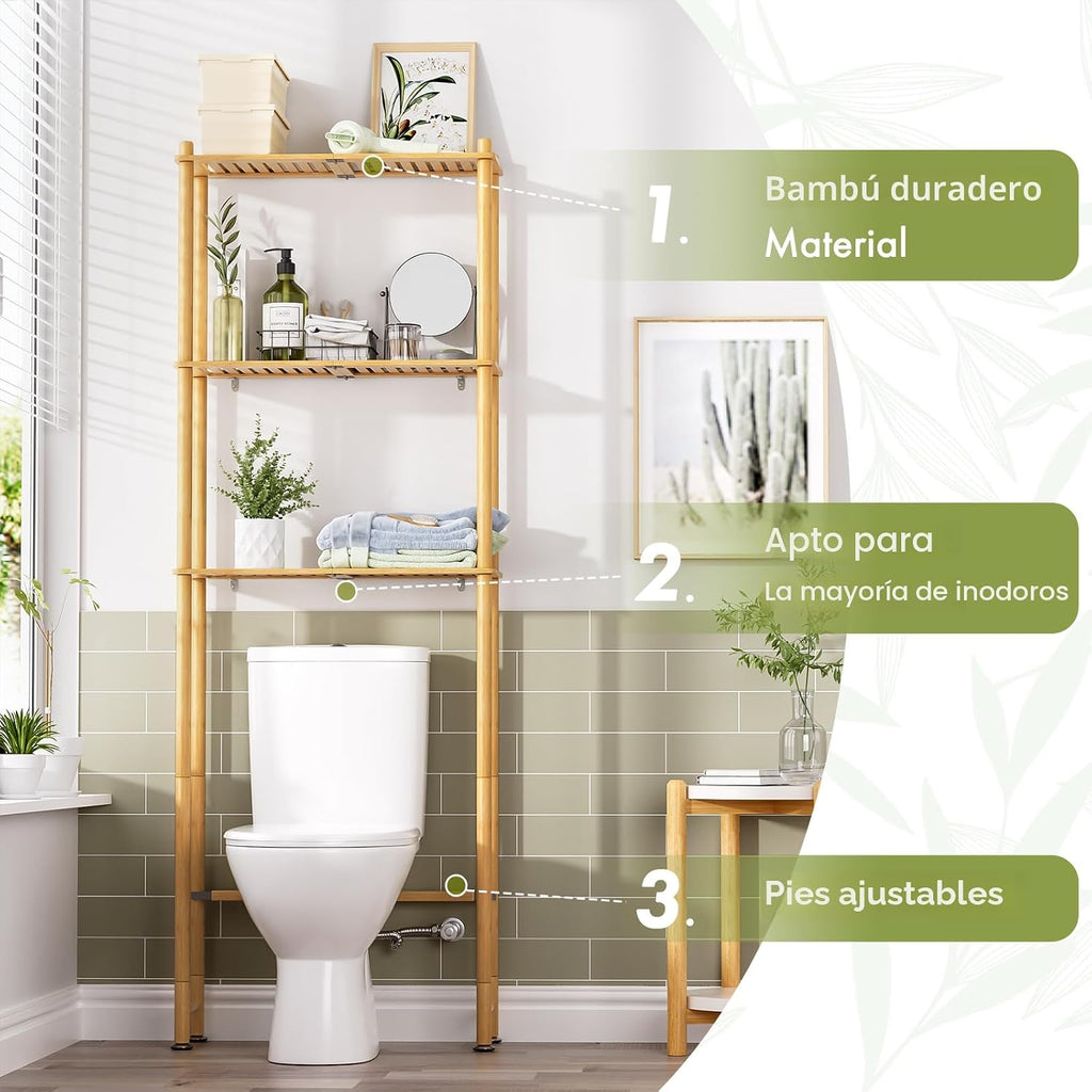 AmazerBath Estante de almacenamiento de bambú sobre el inodoro, est...