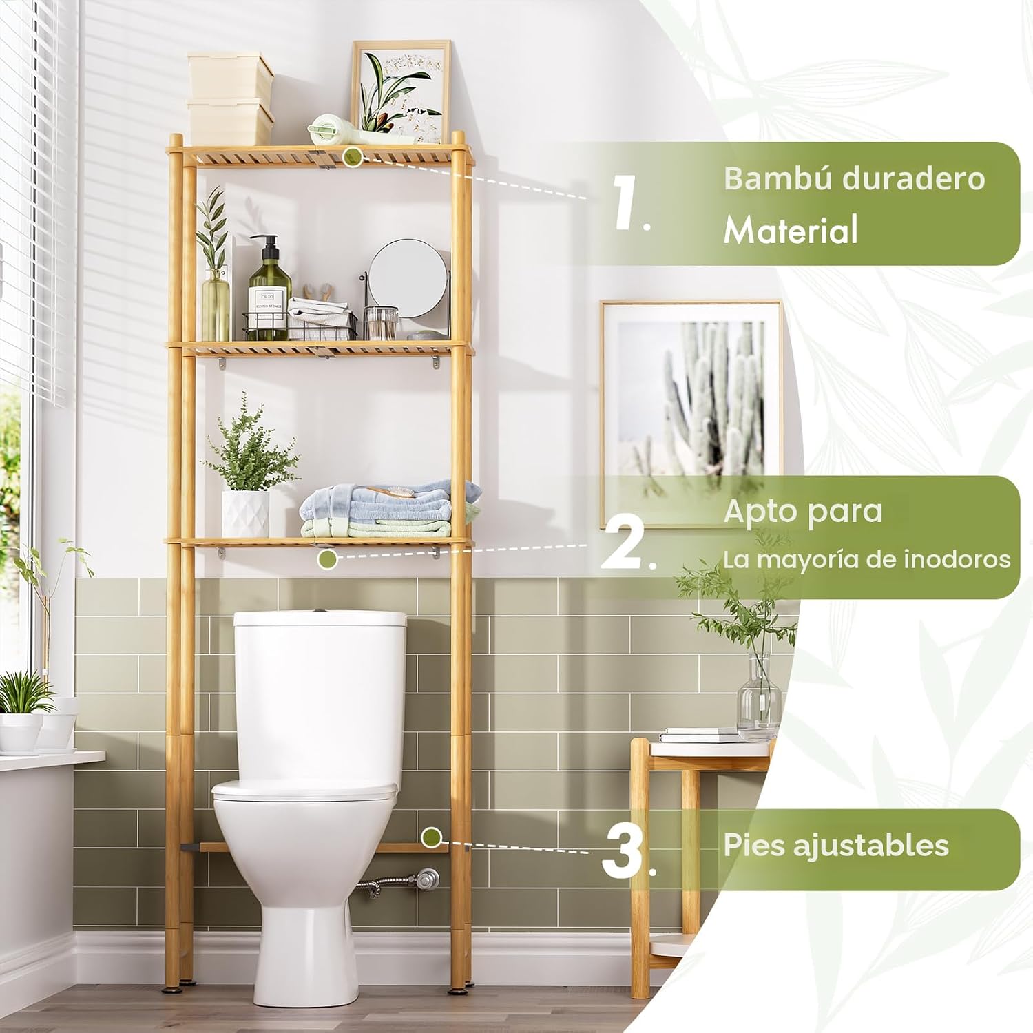AmazerBath Estante de almacenamiento de bambú sobre el inodoro, est...