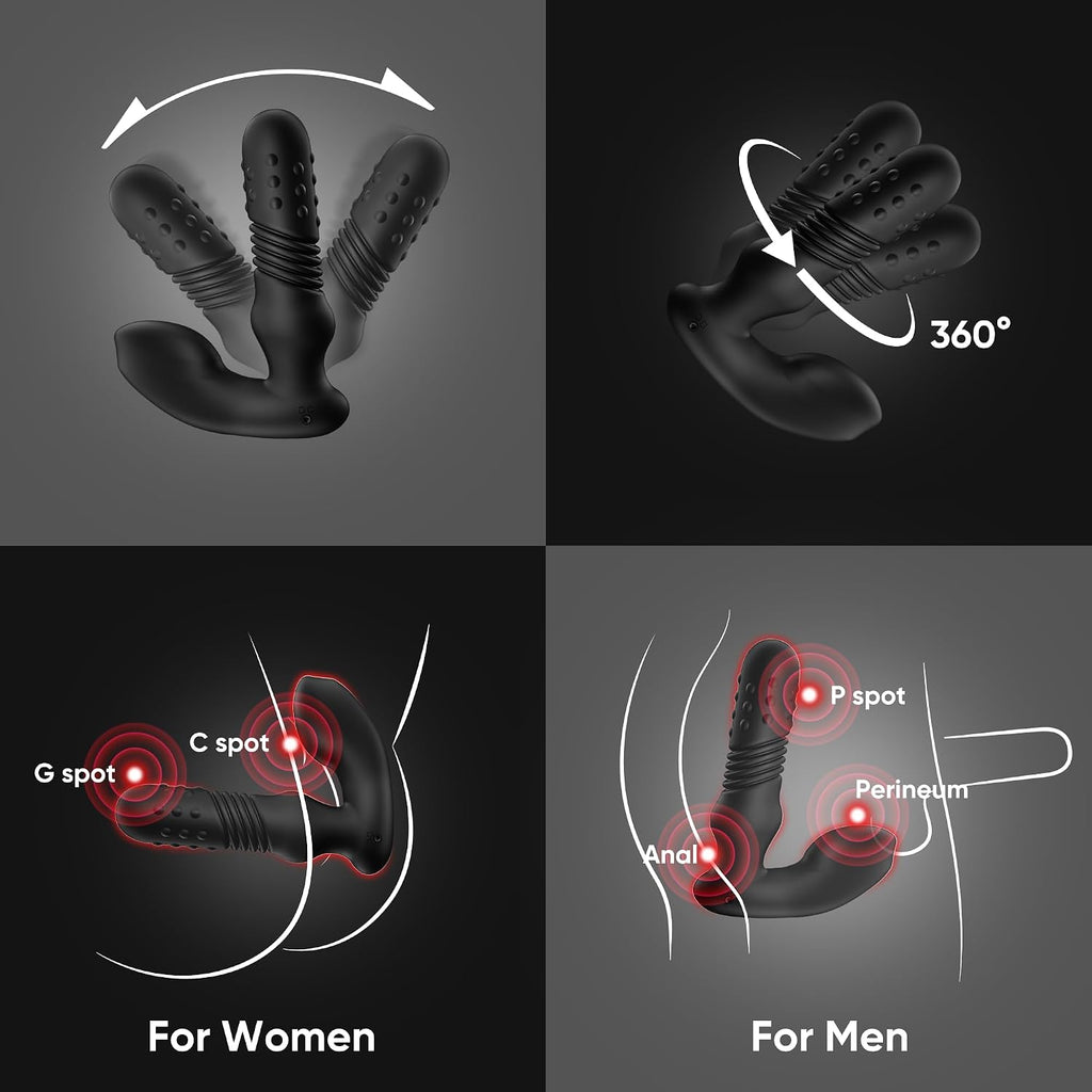 BEISAR Masajeador de próstata juguetes anales \u2013 3 anillos gira...