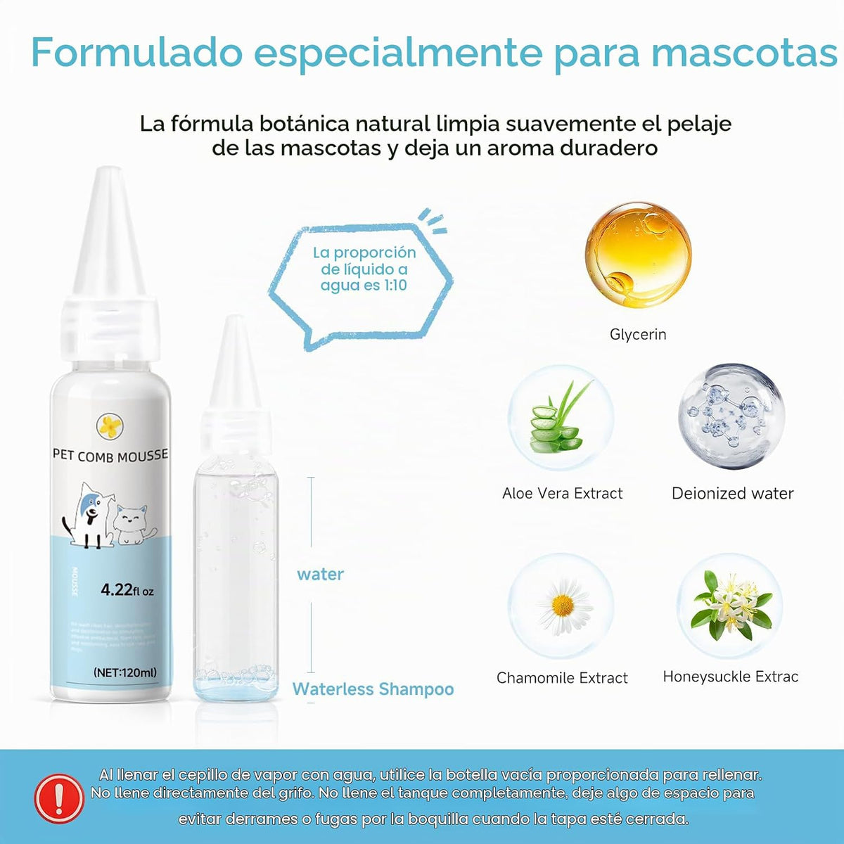 Cepillo de vapor para mascotas, cepillos para gatos de interior - 1...