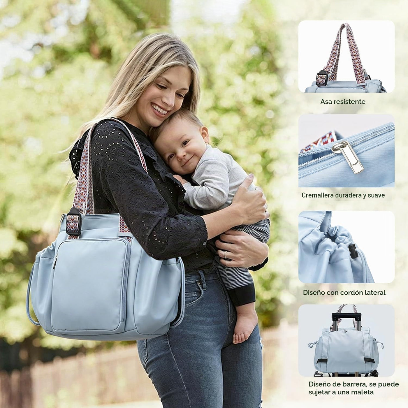 BELLPO Mochila convertible para todos los días, bolsa para pañales,...