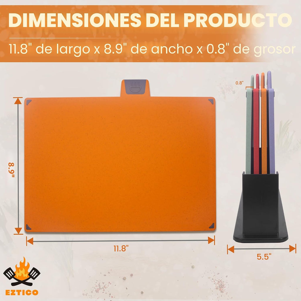 EZTICO Juego de 4 tablas de cortar no tóxicas con tijeras de primer...