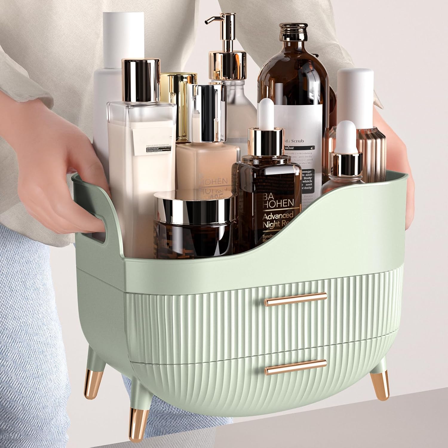 Pajiriona Organizador de maquillaje con cajones, organizador de cui...