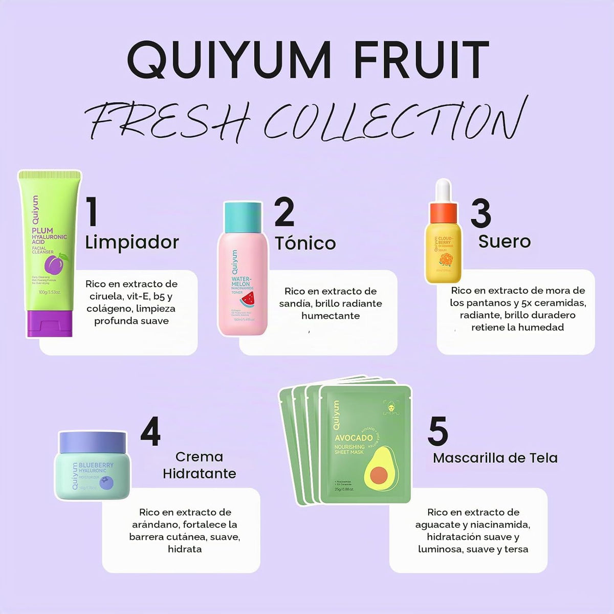 QUIYUM Set de cuidado de la piel de frutas para pieles sensibles y...
