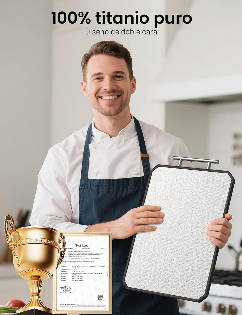 Callsky Tabla de cortar para cocina, tabla de cortar de titanio no...