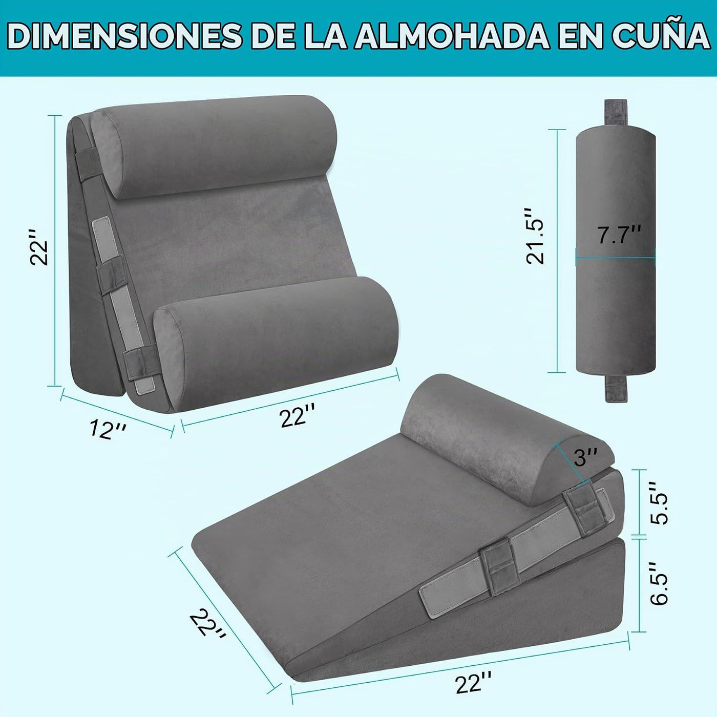 WGAKCED Juego de 4 almohadas de cuña para después de la cirugía, al...
