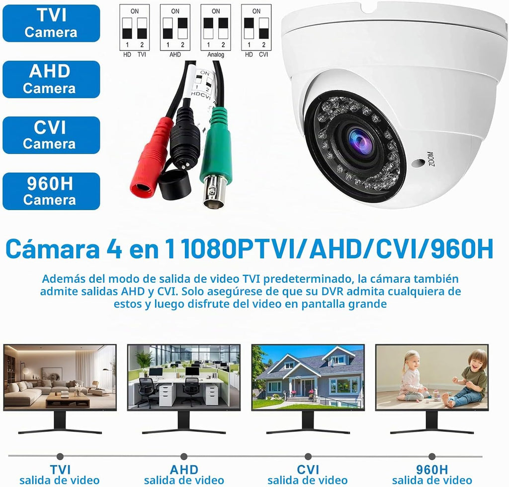 Cámara CCTV de 2MP HD 1080P 4 en 1 (TVI\/AHD\/CVI\/960H\/CVBS) Cáma...