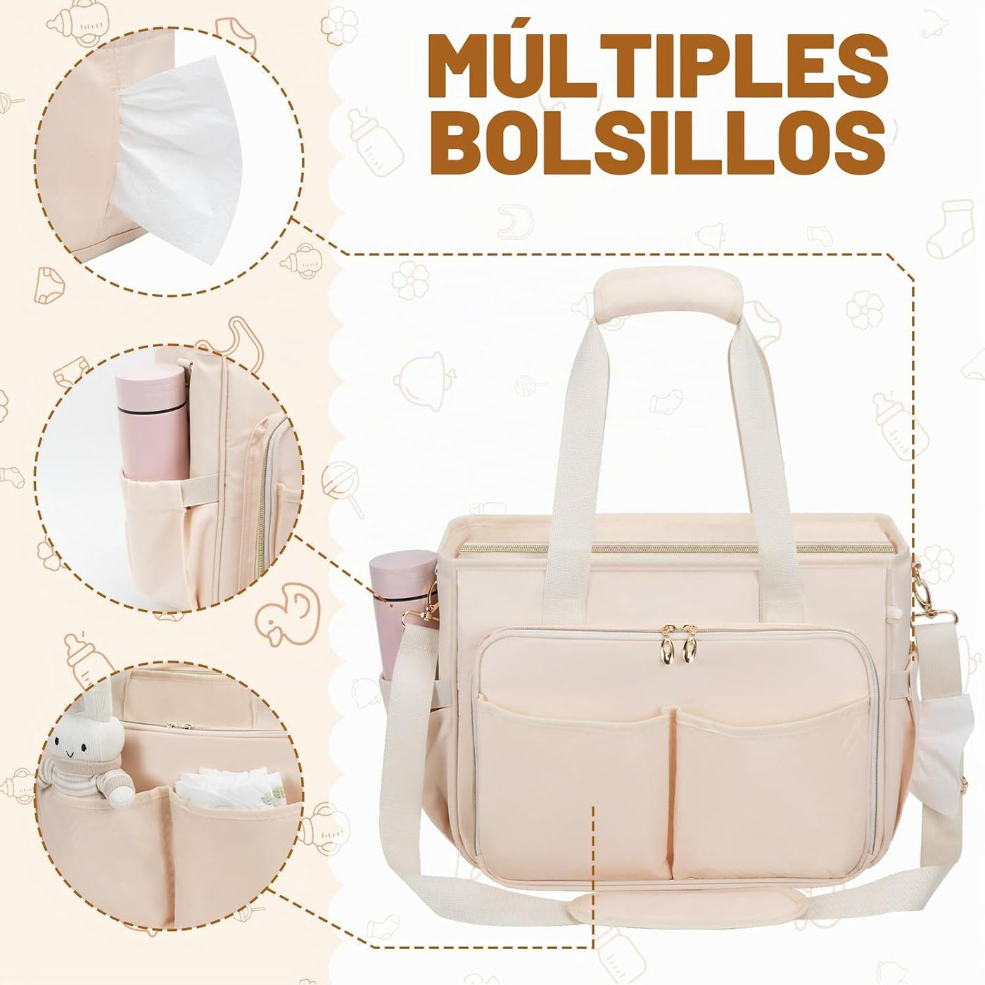 GDNasist Bolsa de pañales, bolsa de pañales de viaje de gran capaci...