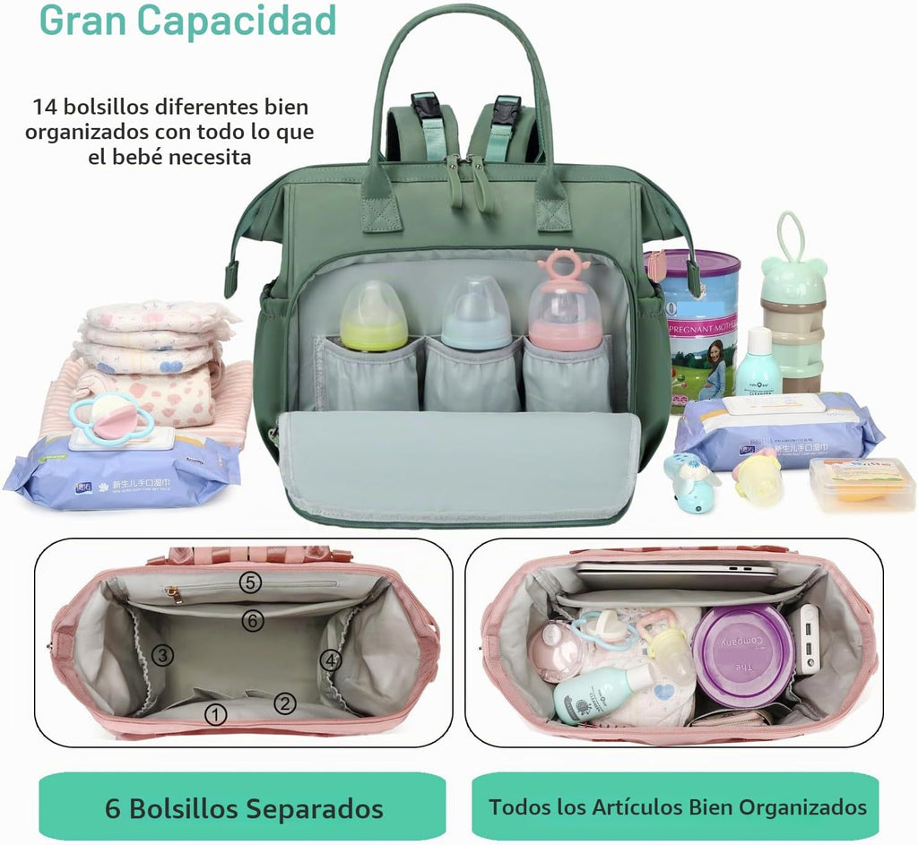 LORADI Bolsa de pañales convertible, parte superior abierta de 14 b...