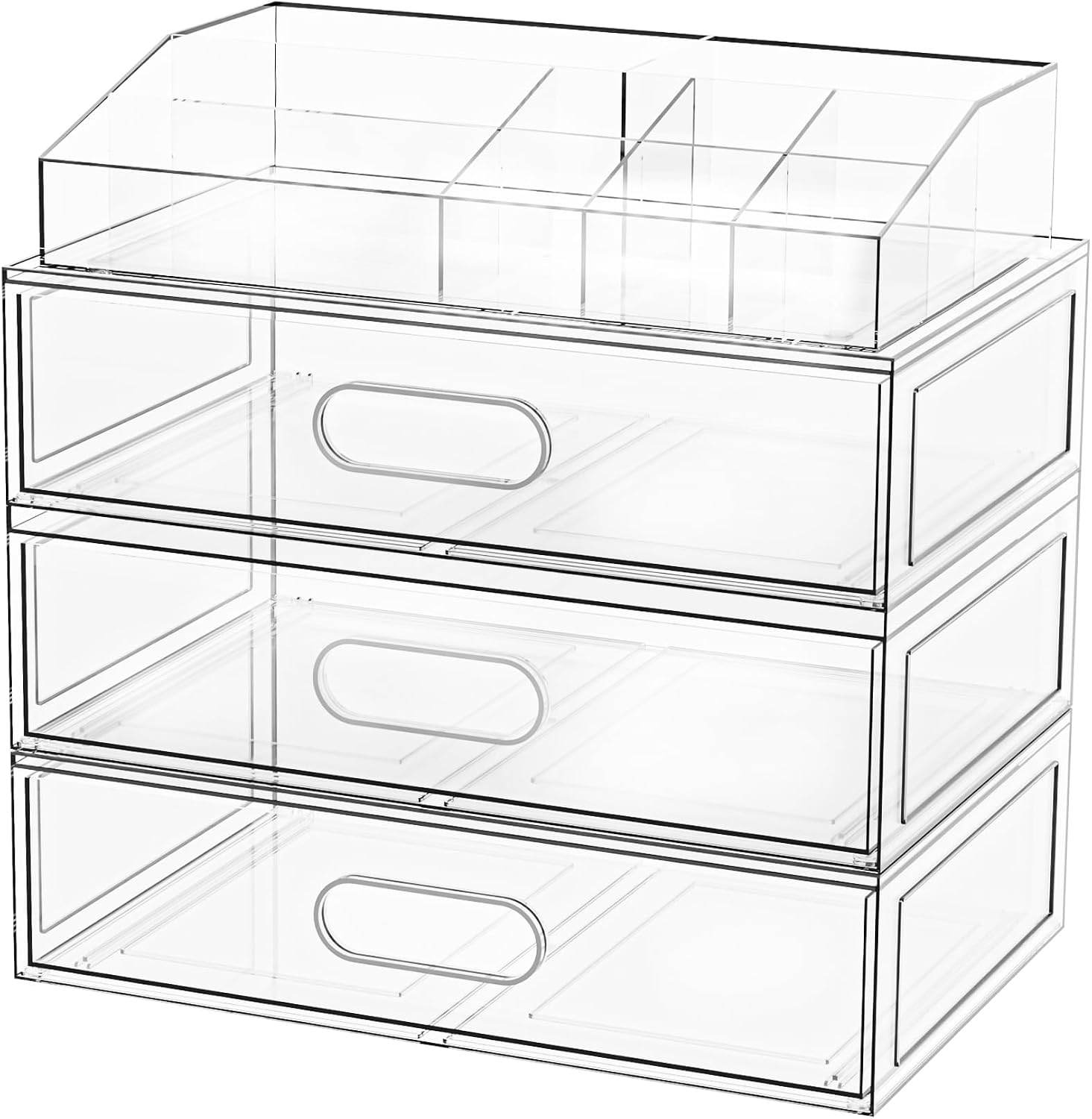 Organizador de maquillaje apilable transparente con cajón, cajones...