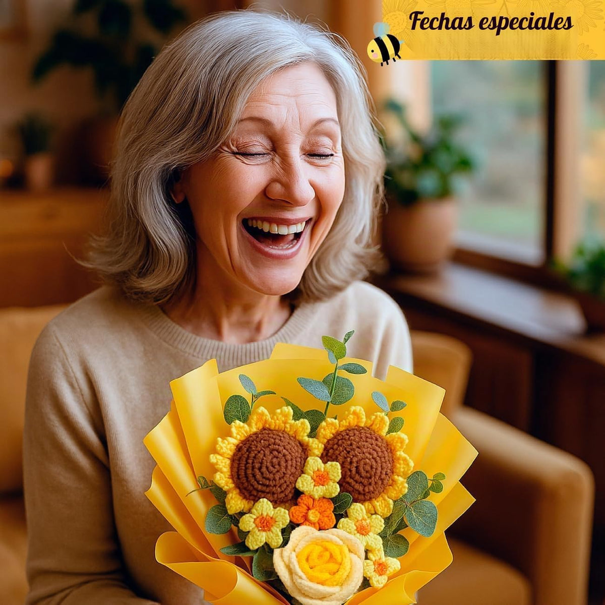 AMARILO - Ramo de flores de ganchillo con girasoles - Flores de hil...