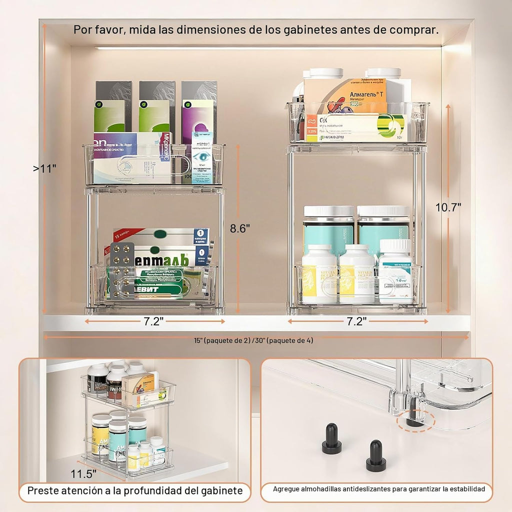 Delamu Organizador de 2 niveles para debajo del fregadero, organiza...