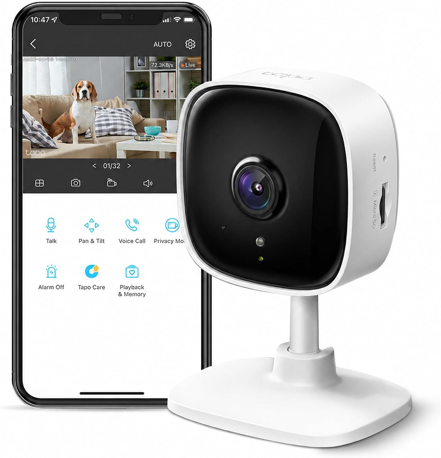 TP-Link Tapo - Cámara de seguridad interior de 1080P para monitor d...