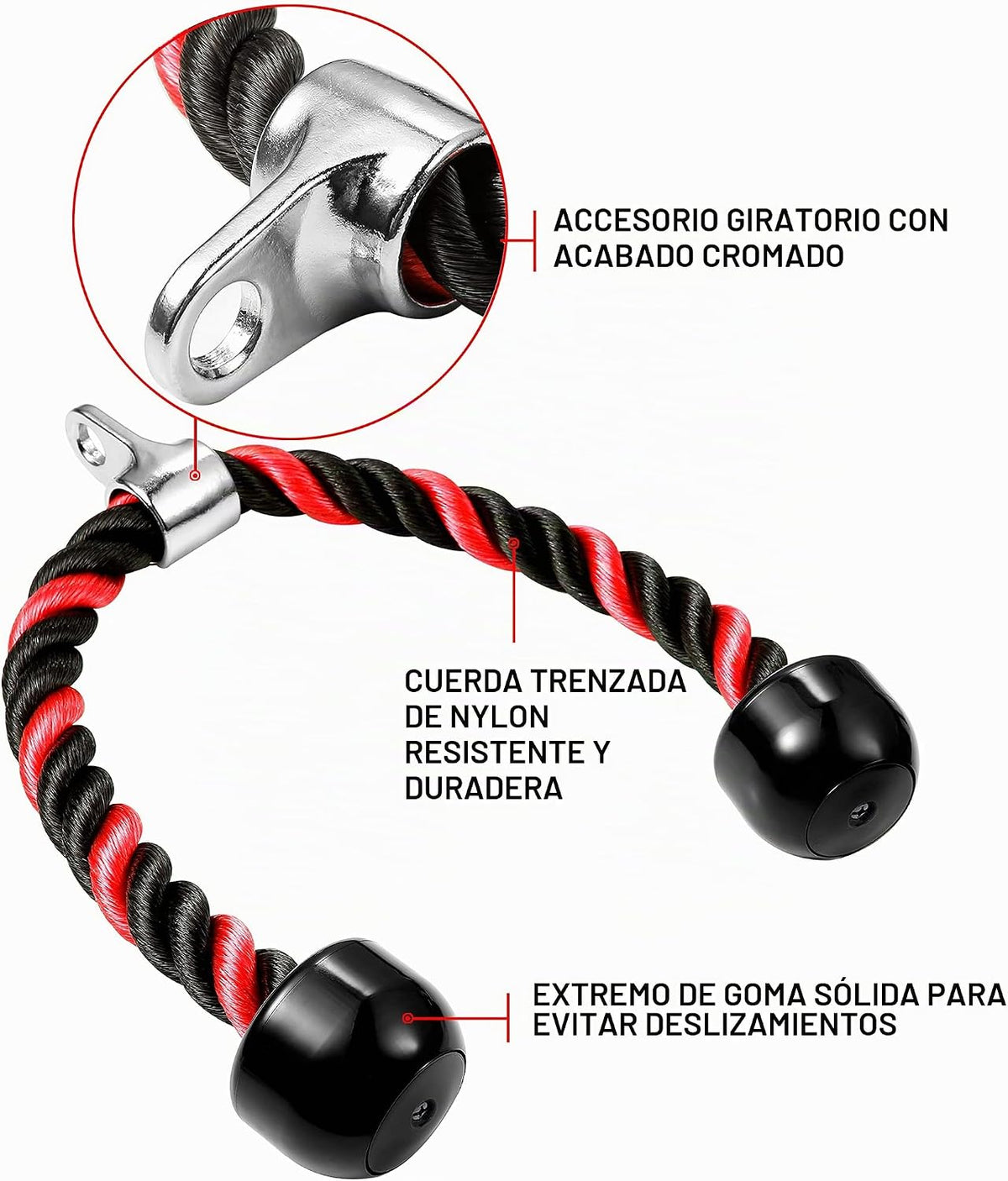 AWEFRANK Cable de tracción de cuerda de tríceps de lujo, 27 y 36 pu...