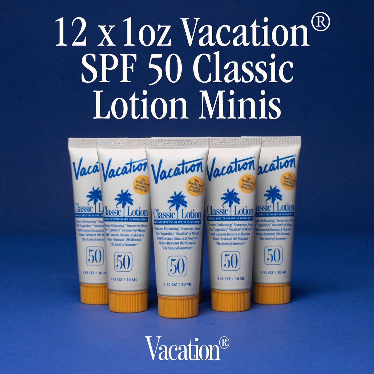 Vacation Mini Classic SPF 50 loción de protección solar, 1 onza líq...