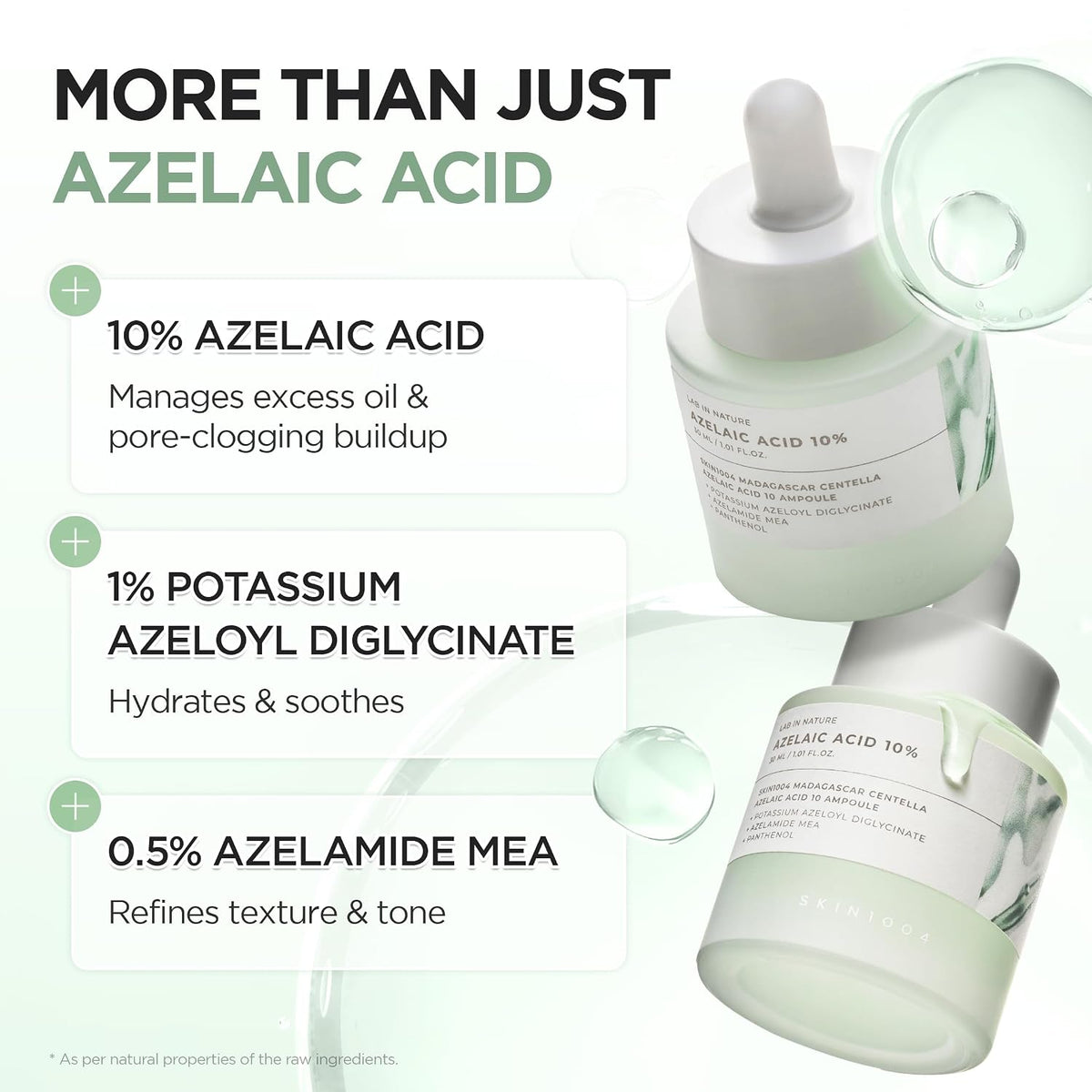 SKIN1004 Ampolla de ácido azelaico al 10%, suero facial coreano cen...