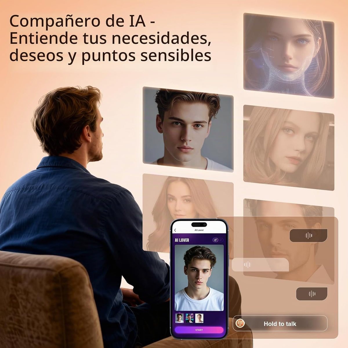 BEISAR Masajeador de próstata para adultos, máquina sexual AI Sync...