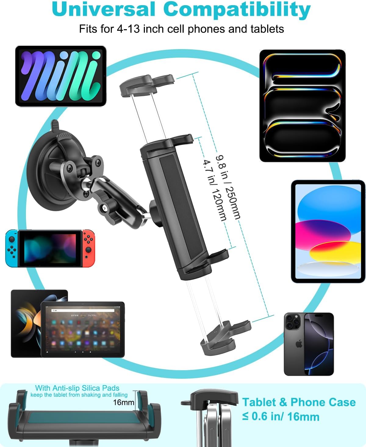 Dosvsi Soporte para tablet de pilotos, [ventosa fuerte] Soporte de...