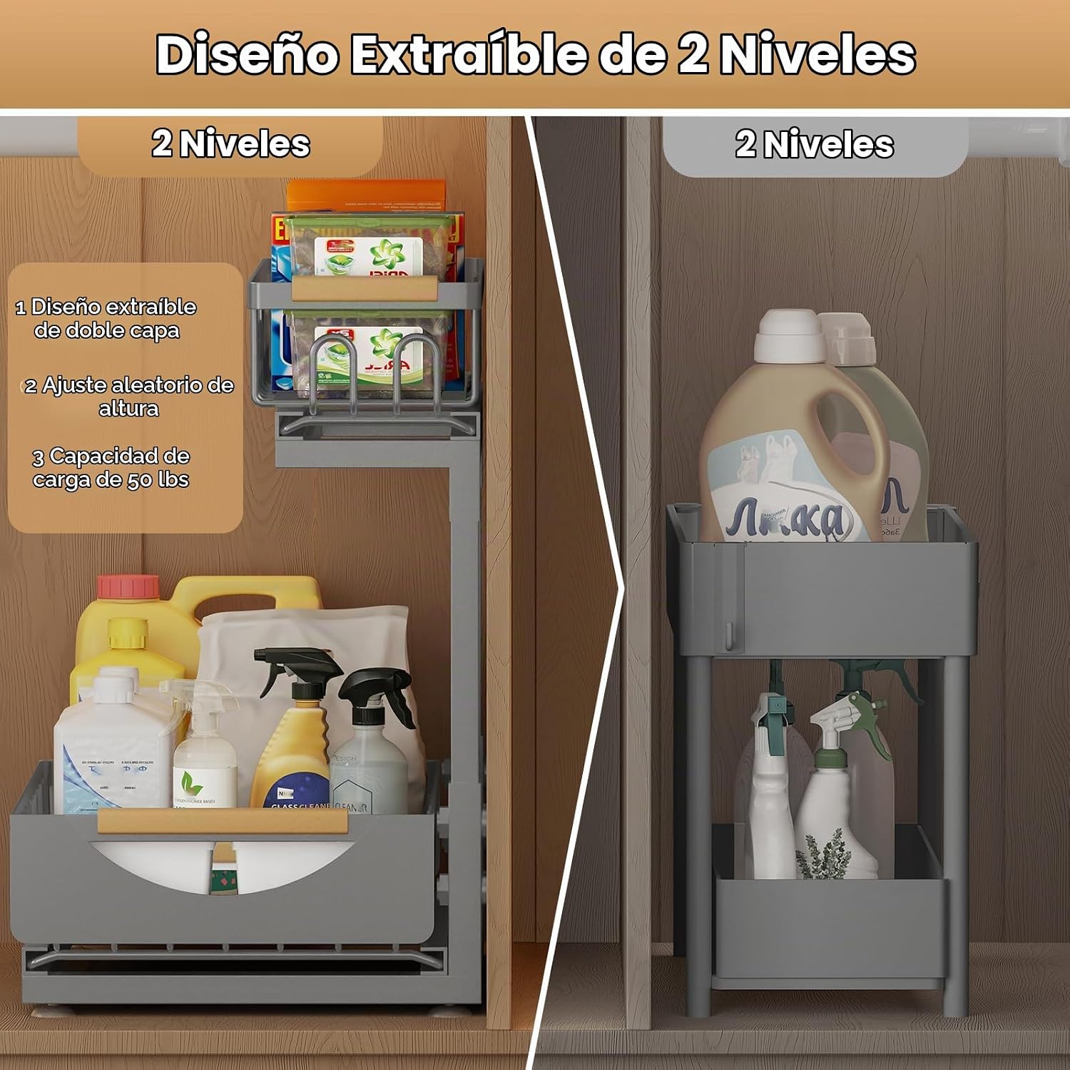 Aekenr Paquete de 2 organizadores y almacenamiento para debajo del...
