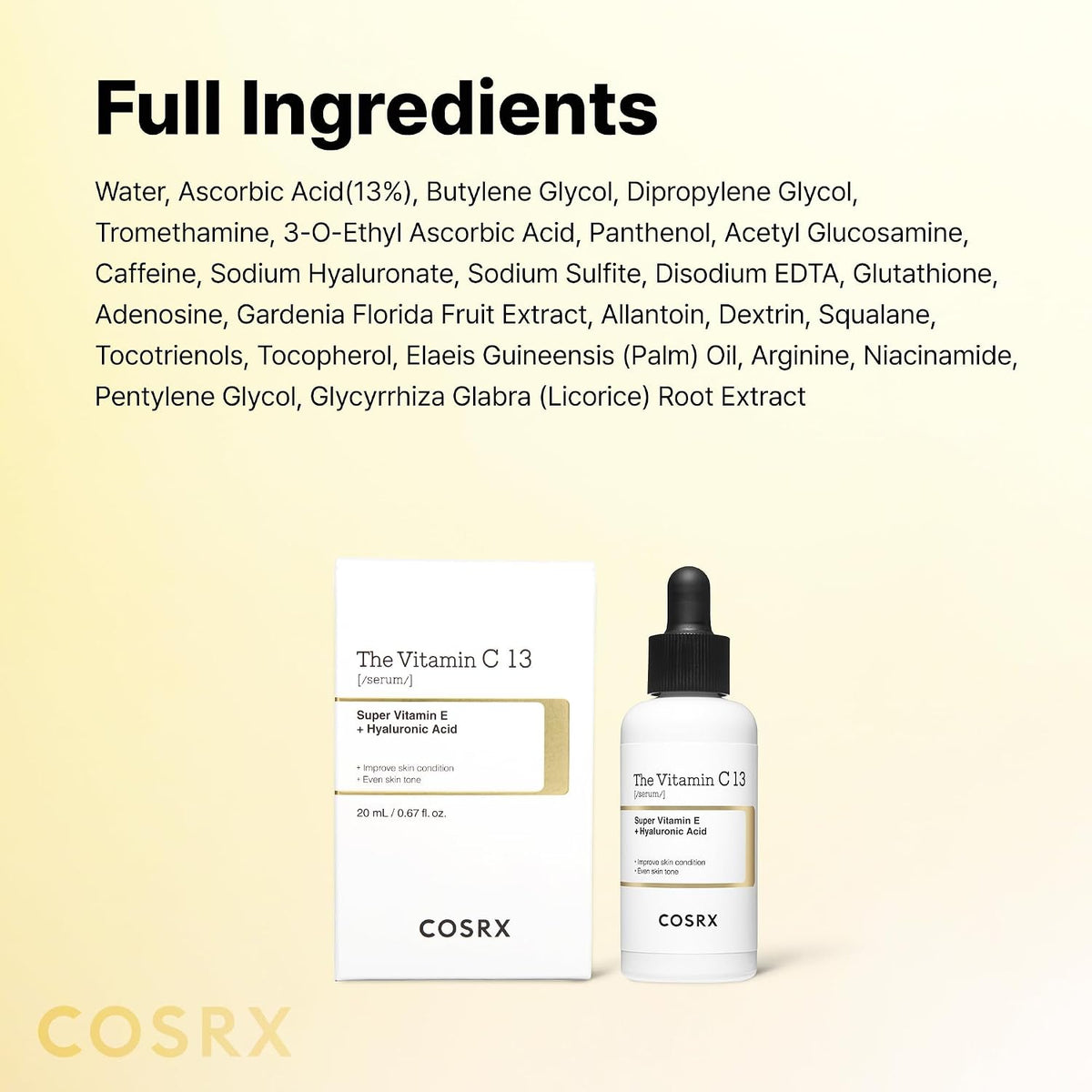 COSRX Suero de vitamina C 13% puro para cara, suero facial hidratan...