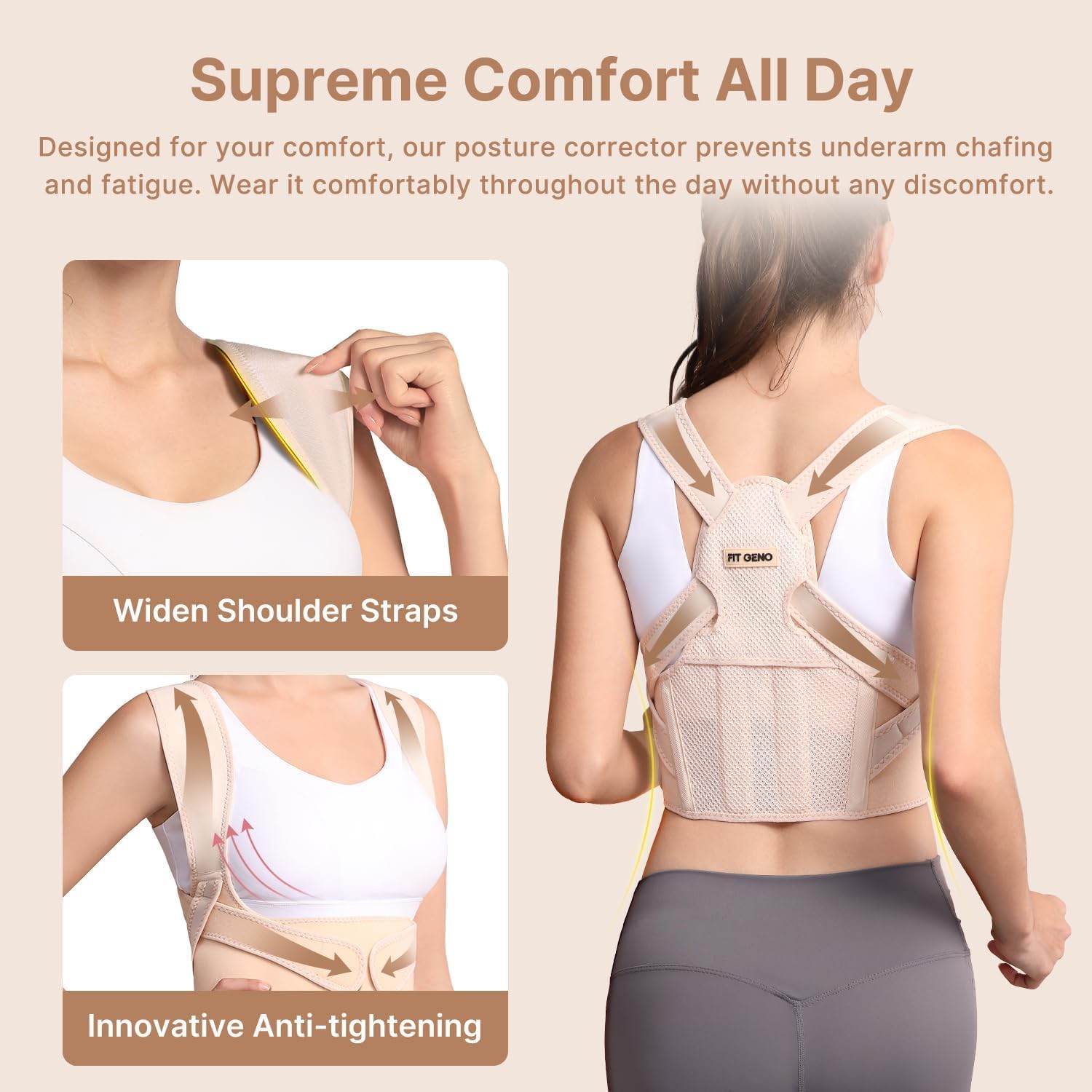 Corrector de postura Fit Geno para mujer Lite, soporte superior de...