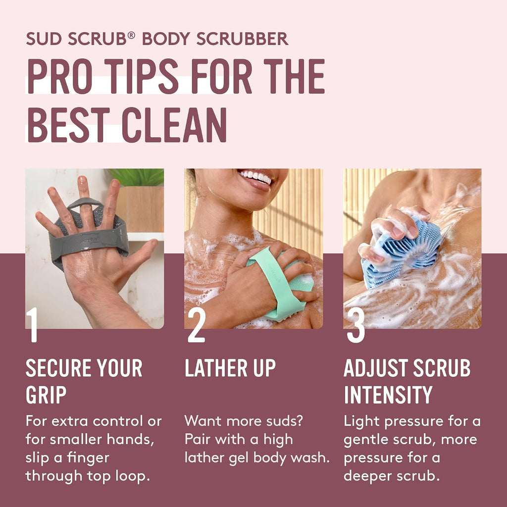 Sud Scrub® Depurador corporal de silicona antimicrobiano, cepillo e...