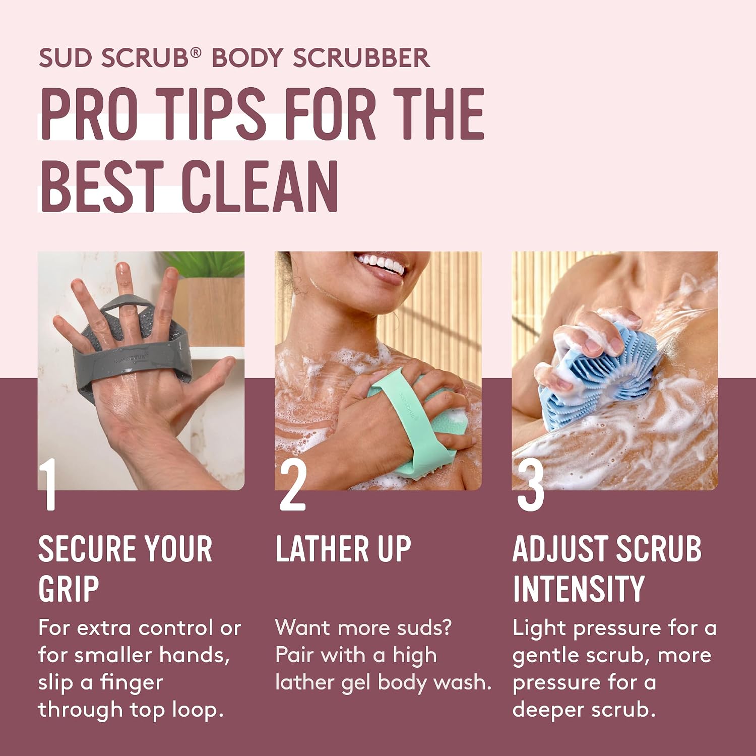 Sud Scrub® Depurador corporal de silicona antimicrobiano, cepillo e...