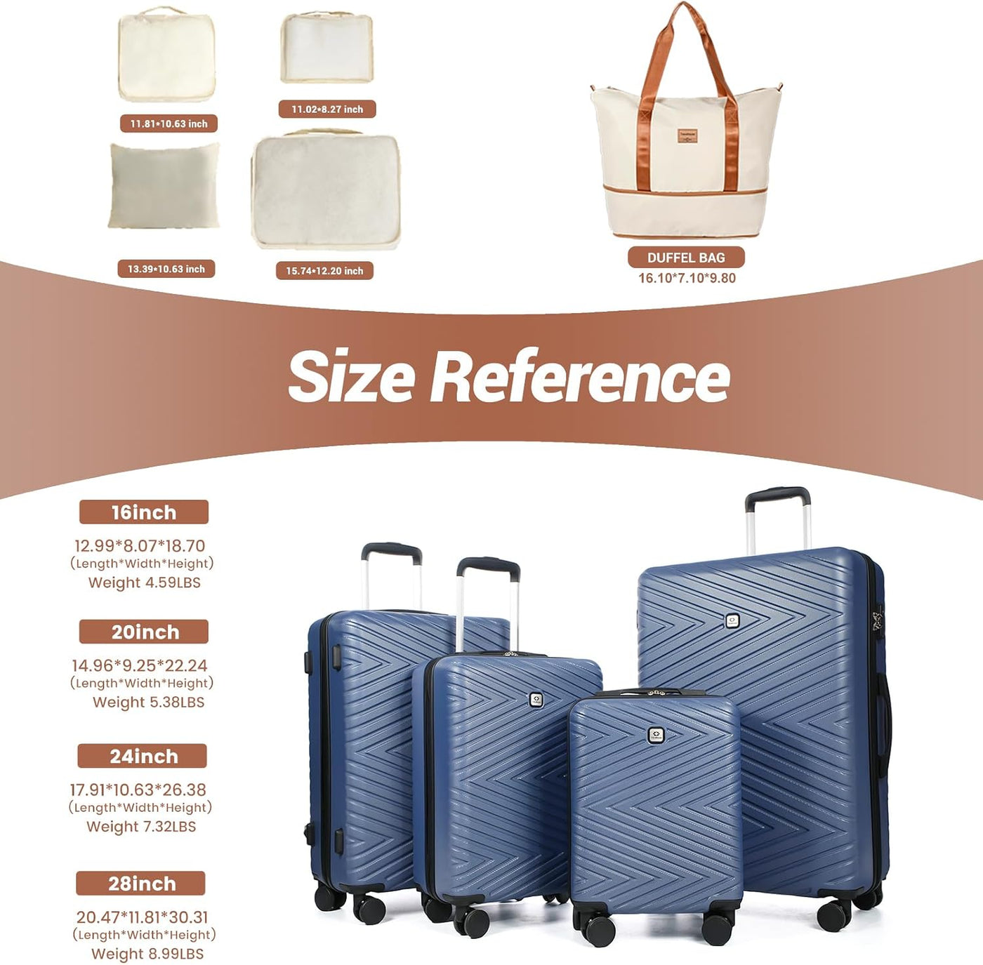 Travelhouse Juego de equipaje, maletas rígidas expandibles de 24 pu...