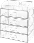 Organizador de maquillaje transparente apilable con cajón, cajones...