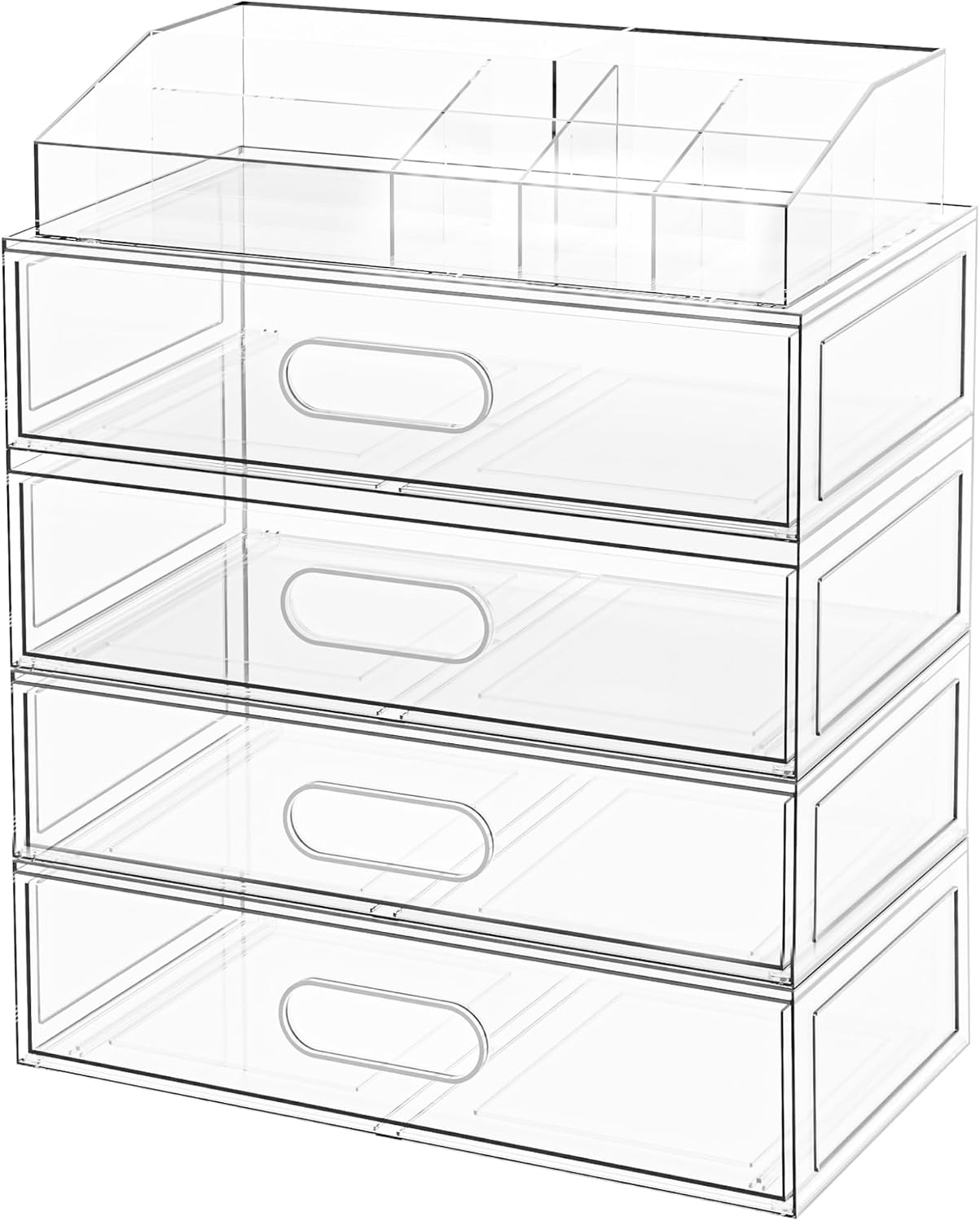 Organizador de maquillaje transparente apilable con cajón, cajones...